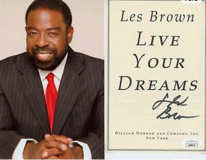 Les Brown and a signed copy of Live Your Dreams.